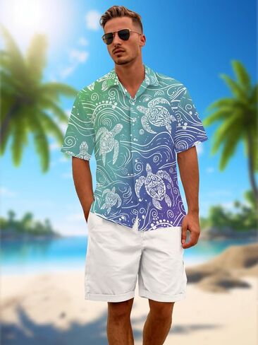 Funny Hawaiian Shirt for Men Retro Button Down Short Sleeve Summer Beach Aloha Shirt Holiday Theme Party Shirt in Saudi Arabia