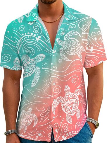Funny Hawaiian Shirt for Men Retro Button Down Short Sleeve Summer Beach Aloha Shirt Holiday Theme Party Shirt in Saudi Arabia