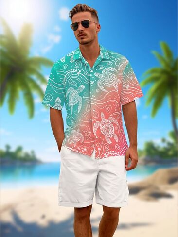 Funny Hawaiian Shirt for Men Retro Button Down Short Sleeve Summer Beach Aloha Shirt Holiday Theme Party Shirt in Saudi Arabia