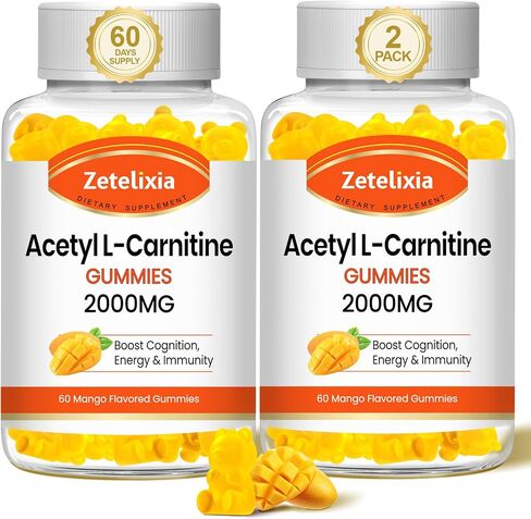 2 حزمة الأسيتيل L-Carnitine Gummies ، ملحق L-Carnitine للنساء والرجال ، مكملات التغذية لزيادة الطاقة ، المناعة وصحة الدماغ ، نباتي ، غير المعدلة وراثيا ، نكهة المانجو ، 120 العدد in Kuwait