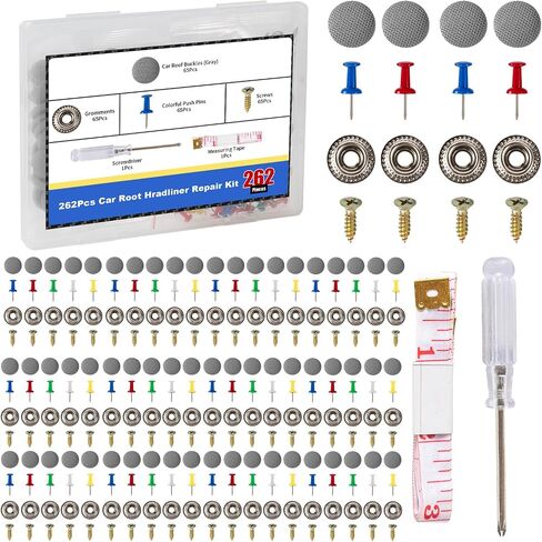 Universal 262PCS Car Headliner Repair Kit, Premium Auto Interior Ceiling Snap Rivets for Fixing Sagging Roofs, Easy Installation for All Cars, Perfect for DIY Repairs (Grey) in Saudi Arabia