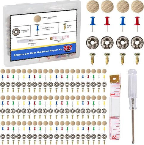 Universal 262PCS Car Headliner Repair Kit, Premium Auto Interior Ceiling Snap Rivets for Fixing Sagging Roofs, Easy Installation for All Cars, Perfect for DIY Repairs (Grey) in Saudi Arabia