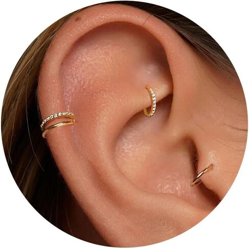 16G 18G Titanium Nose Ring Double Hoop Earring, Cartilage Piercing Helix Hoop Septum Clicker, Conch Piercing and Tragus Rook Jewelry in Saudi Arabia