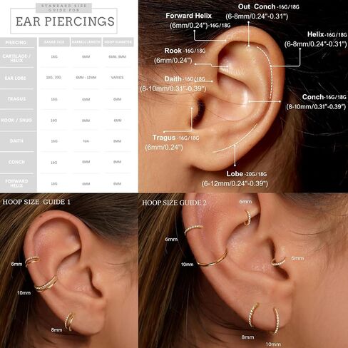 16G 18G Titanium Nose Ring Double Hoop Earring, Cartilage Piercing Helix Hoop Septum Clicker, Conch Piercing and Tragus Rook Jewelry in Saudi Arabia