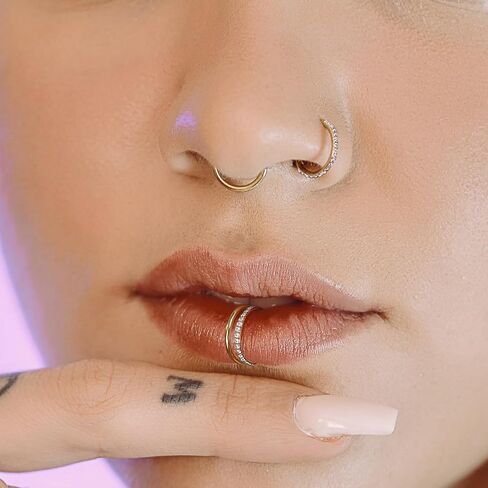 16G 18G Titanium Nose Ring Double Hoop Earring, Cartilage Piercing Helix Hoop Septum Clicker, Conch Piercing and Tragus Rook Jewelry in Saudi Arabia