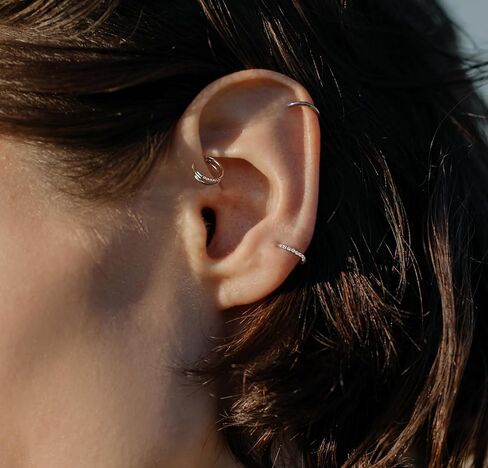 16G 18G Titanium Nose Ring Double Hoop Earring, Cartilage Piercing Helix Hoop Septum Clicker, Conch Piercing and Tragus Rook Jewelry in Saudi Arabia