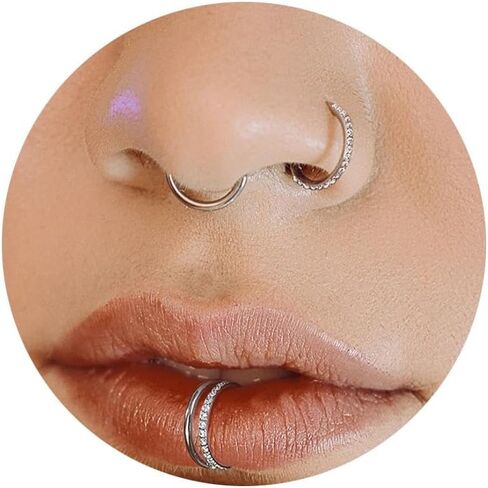 16G 18G Titanium Nose Ring Double Hoop Earring, Cartilage Piercing Helix Hoop Septum Clicker, Conch Piercing and Tragus Rook Jewelry in Saudi Arabia