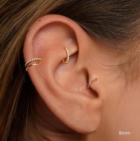 16G 18G Titanium Nose Ring Double Hoop Earring, Cartilage Piercing Helix Hoop Septum Clicker, Conch Piercing and Tragus Rook Jewelry in Saudi Arabia