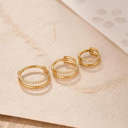 16G 18G Titanium Nose Ring Double Hoop Earring, Cartilage Piercing Helix Hoop Septum Clicker, Conch Piercing and Tragus Rook Jewelry in Saudi Arabia