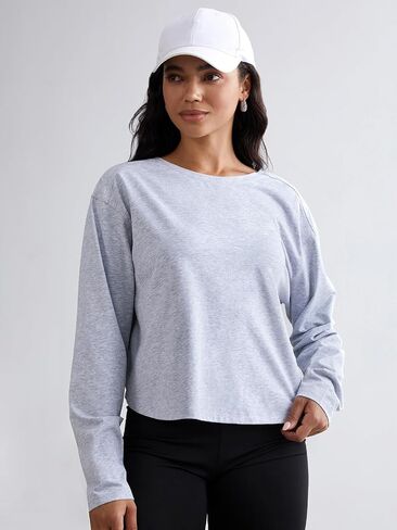 AARYA Athletic Shirts Women, Summer Long Sleeve Reversible Yoga Top with Drawstring Loose V-Neck Workout Shirt in Saudi Arabia
