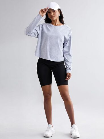 AARYA Athletic Shirts Women, Summer Long Sleeve Reversible Yoga Top with Drawstring Loose V-Neck Workout Shirt in Saudi Arabia