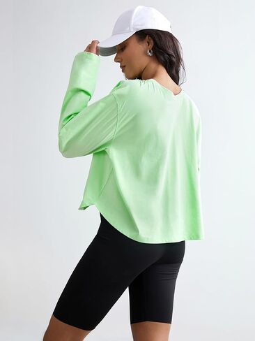 AARYA Athletic Shirts Women, Summer Long Sleeve Reversible Yoga Top with Drawstring Loose V-Neck Workout Shirt in Saudi Arabia
