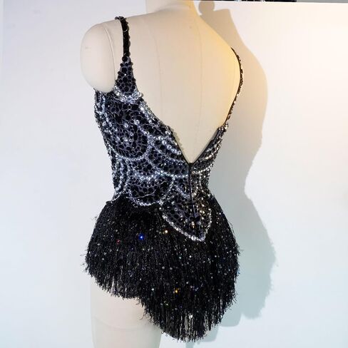 Glitter Sequins Fringe Bodysuit Pole Dance Leotard Sexy Party Birthday Club Celebrate Stage ​Performance Costumes in Kuwait