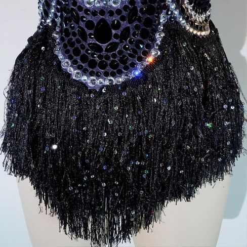 Glitter Sequins Fringe Bodysuit Pole Dance Leotard Sexy Party Birthday Club Celebrate Stage ​Performance Costumes in Kuwait