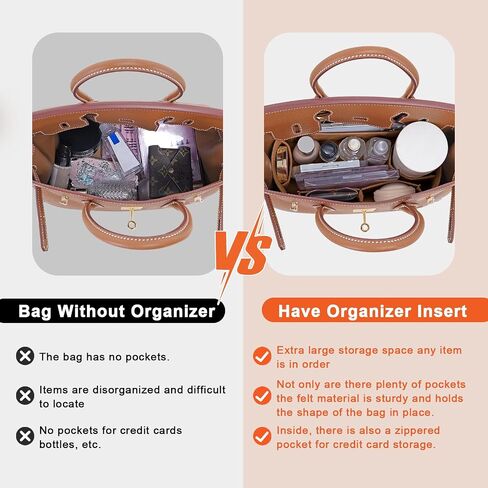 Felt Purse Organizer insert for birkin 35 bag organizer Handbag Insert (EarthColor, BK35) in Saudi Arabia