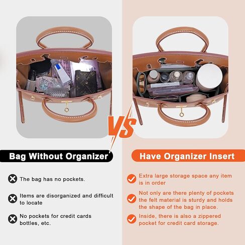 Felt Purse Organizer insert for birkin 35 bag organizer Handbag Insert (EarthColor, BK35) in Saudi Arabia