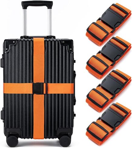 Luggage Straps for Suitcases 4 Pack, TSA Approved Travel Essentials, Luggage Strap for Travel Suitcase & Bag Closure and for Easy Identification, Travel Accessories for Safety & Convenience(Green) in Saudi Arabia