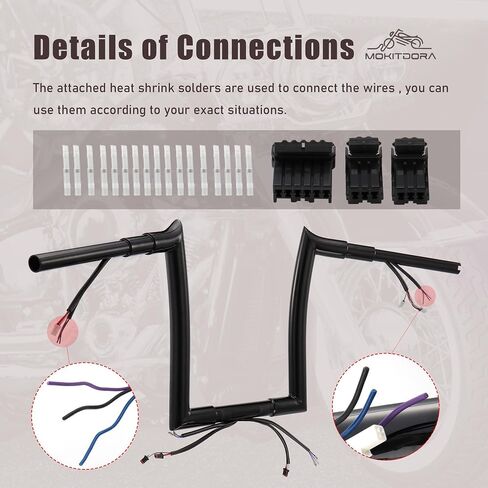 MoKitDora 12" Rise Prewired Ape Hanger Handlebar 1.5" Fat 1.25" Clamp Bar for 2012-2015 Softail Fat Boy FLSTF FLSTFB Shrine SE FLSTC 2013-2015 Breakout CVO FXSB FXSBSE, Black in Saudi Arabia