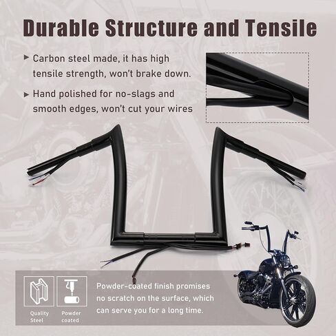 MoKitDora 12" Rise Prewired Ape Hanger Handlebar 1.5" Fat 1.25" Clamp Bar for 2012-2015 Softail Fat Boy FLSTF FLSTFB Shrine SE FLSTC 2013-2015 Breakout CVO FXSB FXSBSE, Black in Saudi Arabia