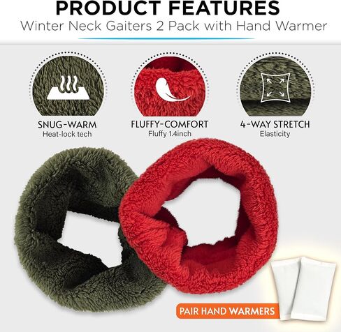 Winter Neck Gaiters 2 Pack with Hand Warmer, Neck Warmers for Cold Weather, Soft Cozy Comfort Scarf in Saudi Arabia