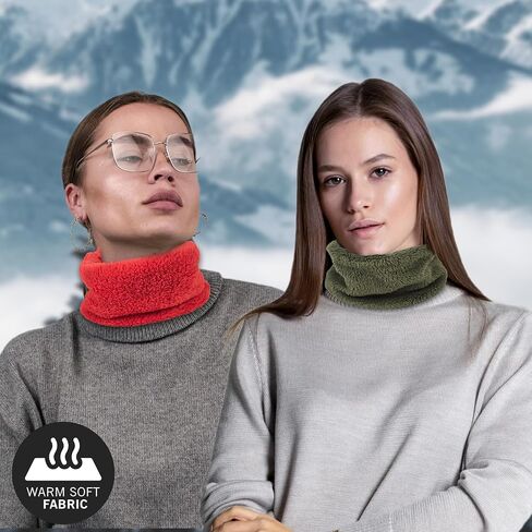Winter Neck Gaiters 2 Pack with Hand Warmer, Neck Warmers for Cold Weather, Soft Cozy Comfort Scarf in Saudi Arabia