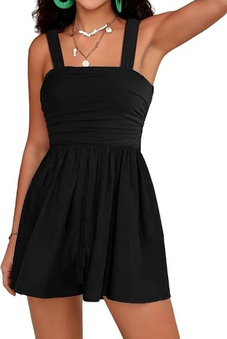 Women Summer Casual Strapless Rompers Tube Top Shorts Jumpsuit Sleeveless Off Shoulder Sexy Beach Romper with Pocket in Saudi Arabia