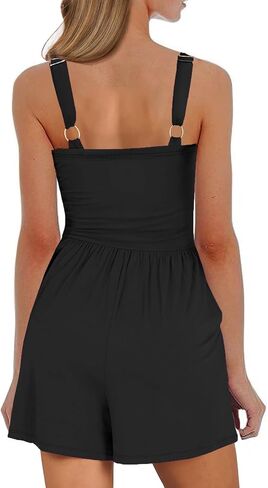 Women Summer Casual Strapless Rompers Tube Top Shorts Jumpsuit Sleeveless Off Shoulder Sexy Beach Romper with Pocket in Saudi Arabia