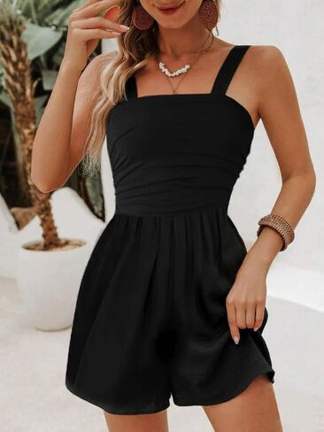 Women Summer Casual Strapless Rompers Tube Top Shorts Jumpsuit Sleeveless Off Shoulder Sexy Beach Romper with Pocket in Saudi Arabia