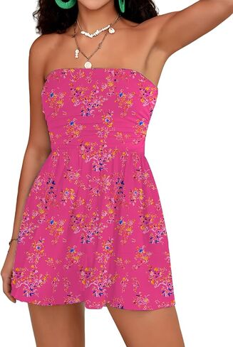 Women Summer Casual Strapless Rompers Tube Top Shorts Jumpsuit Sleeveless Off Shoulder Sexy Beach Romper with Pocket in Saudi Arabia