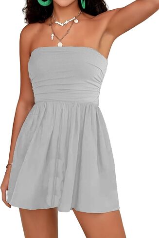 نساء الصيف غير الرسمي رومبومز أنبوب أعلى السراويل القصيرة بذلة بلا أكمام قبالة الكتف شاطئ شاطئ رومبير مع جيب in Kuwait