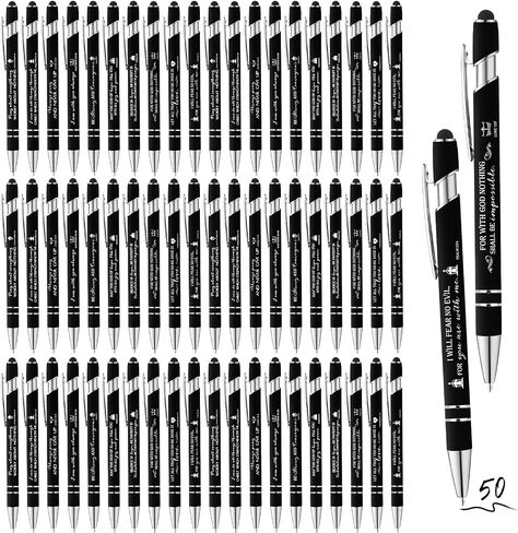 Fuutreov 50 PCS Arms Christian Pens Bible Bible Assions Inspirational Week Holy Gift Screen Touch Touch التحفيز للكتاب المقدس اقتباس أقلام معدنية للرجال هدية مكتب مدرسة عيد الميلاد يوم الأحد (متعدد الألوان) in Kuwait