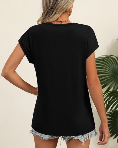 Huukaey 3 Pack Women's Cap Sleeve Tops Basic Cotton Tee Tee Stirts Summer Crew Crew Neck Strendy Complements 2025 Fashion in Kuwait