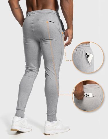 Selected Men's Softest Performance Athletic Workout Jogger Sweatpants Cycling Fitness Running with Zipper Pocket in Kuwait