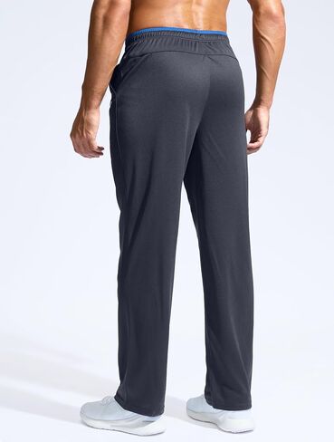 Pudolla Men's Lightweight Mesh Sweatpants Loose Fit Open Bottom Athletic Workout Gym Pants with Zipper Pockets in Saudi Arabia