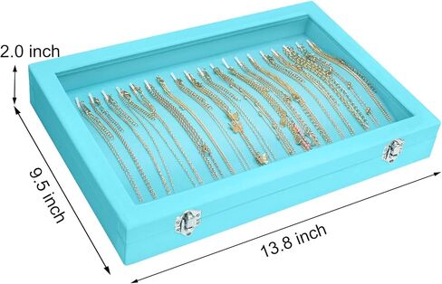 Necklace Organizer Box Premium 20 Hooks Velvet Necklace Display Jewelry Tray with Transparent Lid Jewelry Necklace Display Box for Necklace Pendants Suitable for Women and Girls (Black) in Saudi Arabia