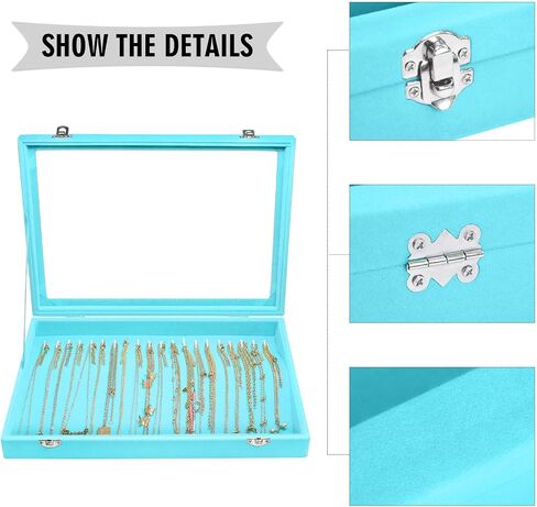 Necklace Organizer Box Premium 20 Hooks Velvet Necklace Display Jewelry Tray with Transparent Lid Jewelry Necklace Display Box for Necklace Pendants Suitable for Women and Girls (Black) in Saudi Arabia