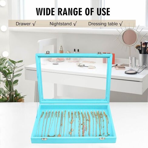 Necklace Organizer Box Premium 20 Hooks Velvet Necklace Display Jewelry Tray with Transparent Lid Jewelry Necklace Display Box for Necklace Pendants Suitable for Women and Girls (Black) in Saudi Arabia