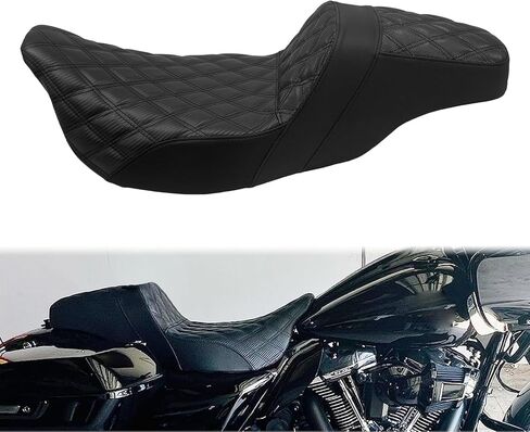 One-Piece Driver Passenger Seat Motorcycle 2-up Seat Fit for Harley Touring Electra Glide Road King Road Glide Street Glide 2009-2023 (Black Stitching) in Kuwait