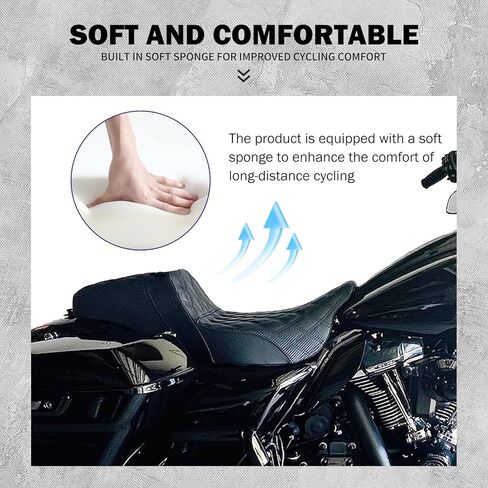 One-Piece Driver Passenger Seat Motorcycle 2-up Seat Fit for Harley Touring Electra Glide Road King Road Glide Street Glide 2009-2023 (Black Stitching) in Kuwait