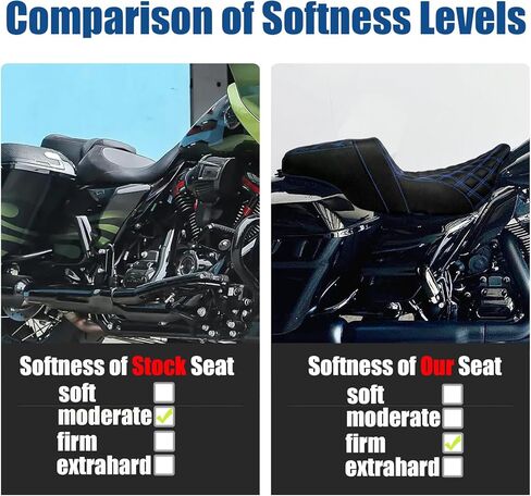 One-Piece Driver Passenger Seat Motorcycle 2-up Seat Fit for Harley Touring Electra Glide Road King Road Glide Street Glide 2009-2023 (Black Stitching) in Kuwait