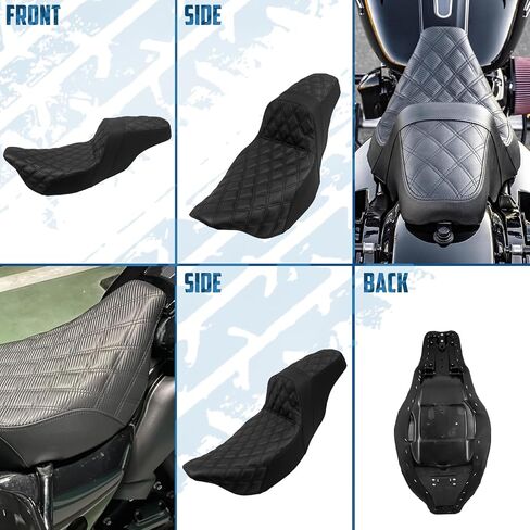 One-Piece Driver Passenger Seat Motorcycle 2-up Seat Fit for Harley Touring Electra Glide Road King Road Glide Street Glide 2009-2023 (Black Stitching) in Kuwait
