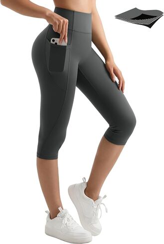 MOOSLOVER Women Buttery Soft Capris Leggings with Pockets High Waisted Scrunch Butt Tummy Control Workout Yoga Pants in Kuwait