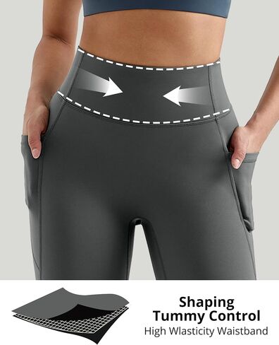 MOOSLOVER Women Buttery Soft Capris Leggings with Pockets High Waisted Scrunch Butt Tummy Control Workout Yoga Pants in Kuwait