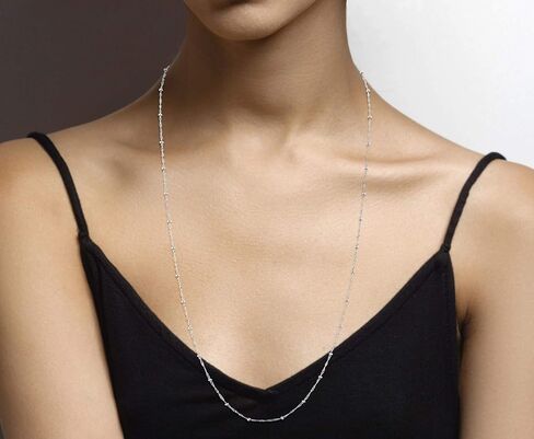 Miabella Italian 925 Sterling Silver Singapore Bead Chain Station Necklace for Women, Made in Italy in Saudi Arabia