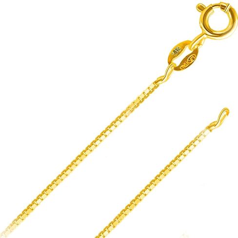 REAL SOLD REAL 14K أصفر أو أبيض الذهب 0.50 مم - 1.3 مم مرآة مربعة مربعة الماس مربع قلادة سلسلة فنزيانا مع قلادة مخلب جراد البحر | أطوال متعددة متاحة | الرجال النساء | صنع في إيطاليا in Kuwait