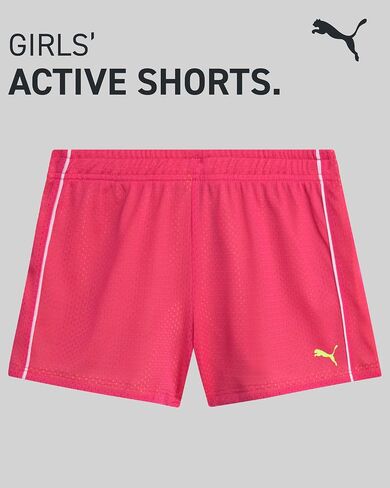 PUMA Girls' Active Shorts - Athletic Performance Double Mesh Running Shorts - Dolphin Gym Shorts for Girls (Sizes: 4-16) in Saudi Arabia