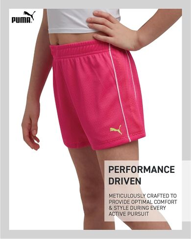 PUMA Girls' Active Shorts - Athletic Performance Double Mesh Running Shorts - Dolphin Gym Shorts for Girls (Sizes: 4-16) in Saudi Arabia