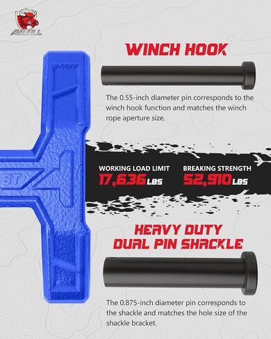 H-Shaped Towing Winch Shackle, Heavy Duty Winch Fairlead Hook, Dual Pin Design as 3/4" Shackle & 3/8" Winch Hook for Towing, Recovery, Off-Road, 17,636 lbs Working Load-2 Pack, Red in Saudi Arabia
