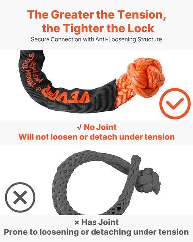 VEVOR 2-Pack Synthetic Soft Shackle, 1/2" x 22" - 44,092 lbs (20 Ton) Breaking Strength, Heavy Duty Recovery Tow Shackles with Extra Sleeves & Storage Bag for UTV,ATV,Trucks,Off-Road Vehicles,Orange in Kuwait
