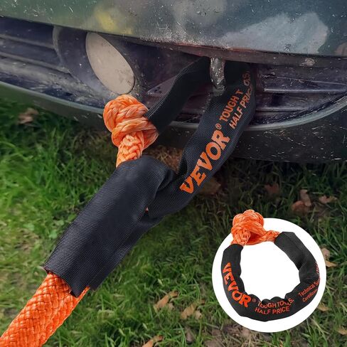 VEVOR 2-Pack Synthetic Soft Shackle, 1/2" x 22" - 44,092 lbs (20 Ton) Breaking Strength, Heavy Duty Recovery Tow Shackles with Extra Sleeves & Storage Bag for UTV,ATV,Trucks,Off-Road Vehicles,Orange in Kuwait